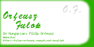 orfeusz fulop business card