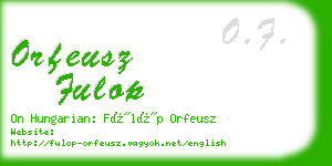 orfeusz fulop business card